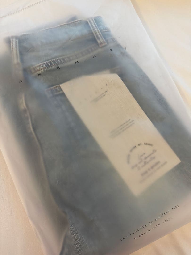 パンツ andmary mary logo flare denim