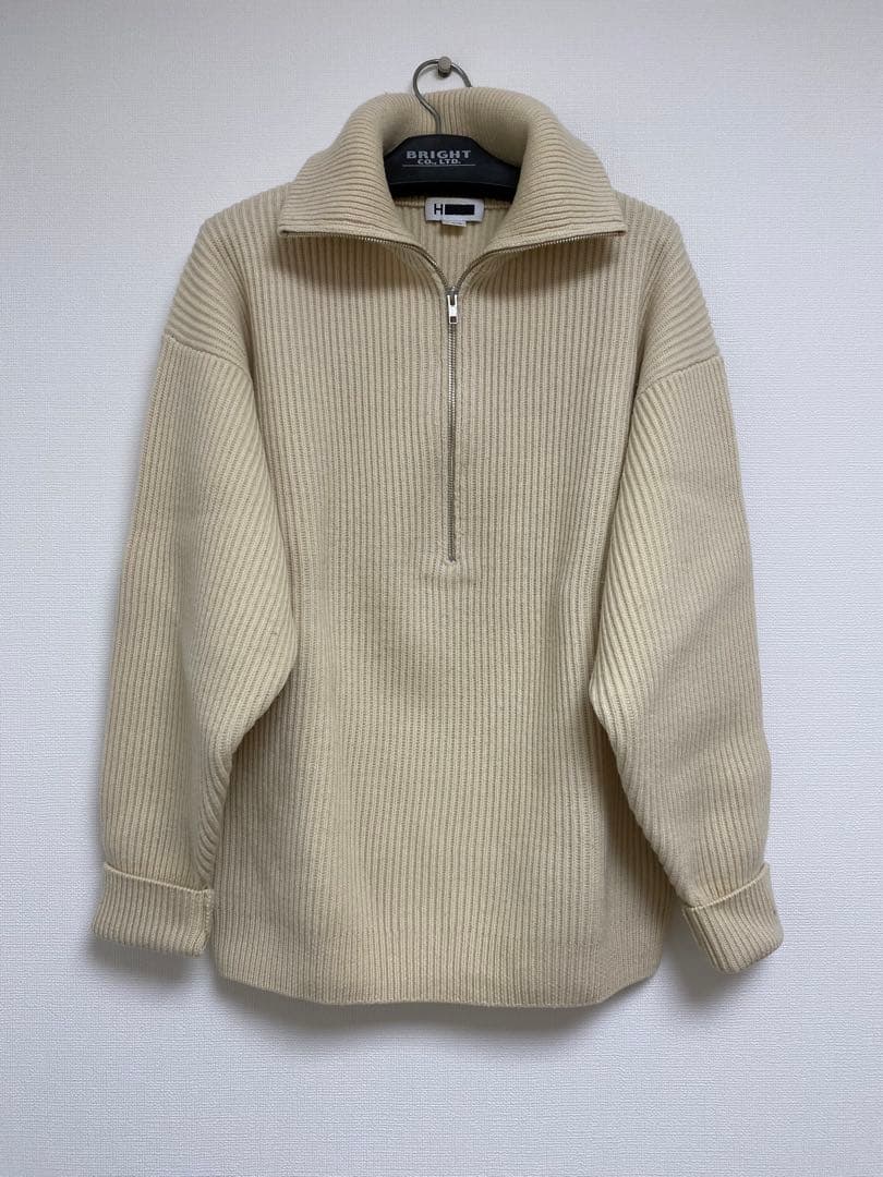＜H＞WOOL HARF ZIP PULLOVER/ニット　M 厚手