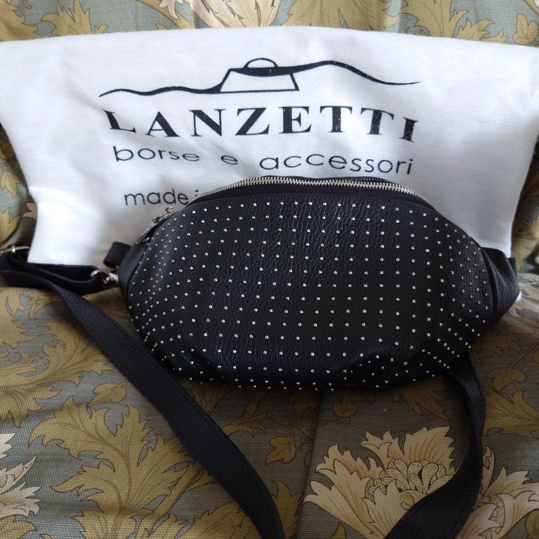 LANZETTI スタッズ ボディバッグ ウエストバッグ 牛革