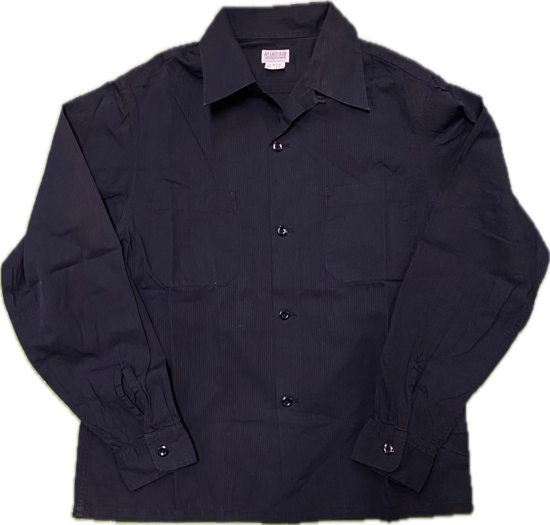 レア 黒 At last&co シャドーストライプシャツ　アットラスト