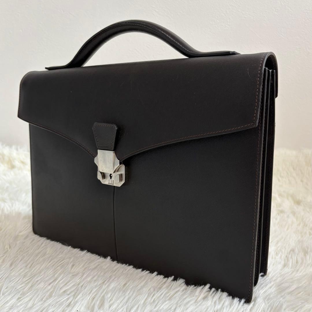 ダンヒル コンパクトブリーフケース ダレスバッグ イタリア製 レザー