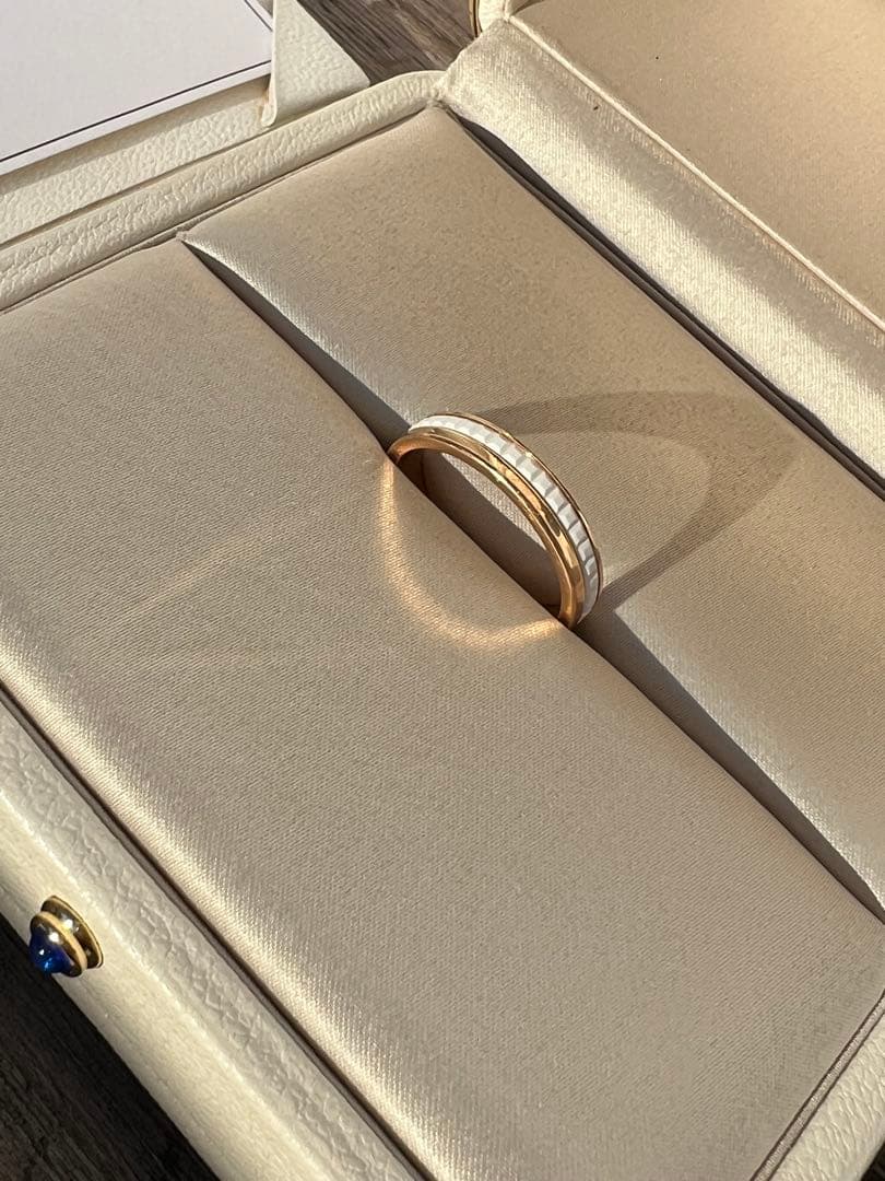 Boucheron★ブシュロンキャトルホワイトリングハーフメンズ19号K18PG