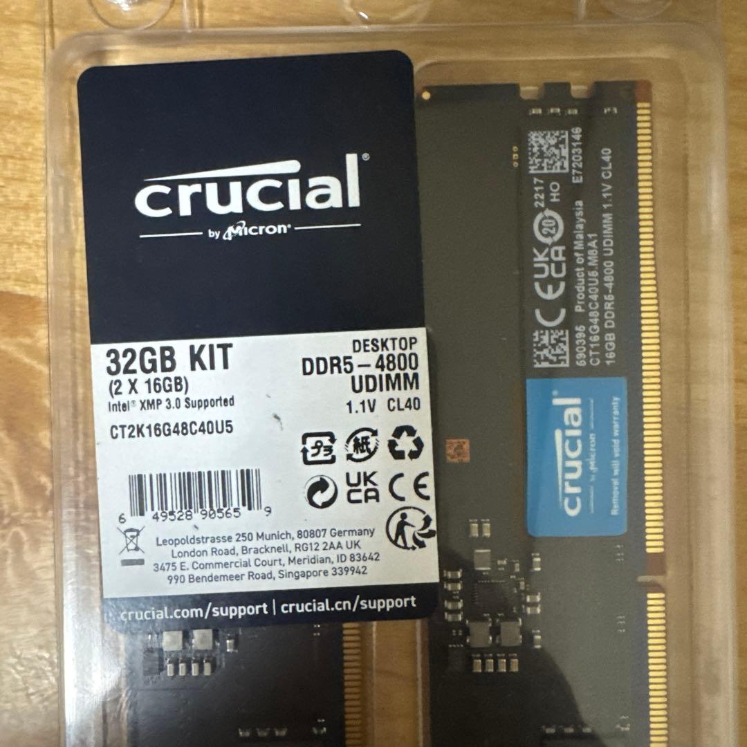 Crucial 32GB DDR5-4800 UDIMM メモリーキット