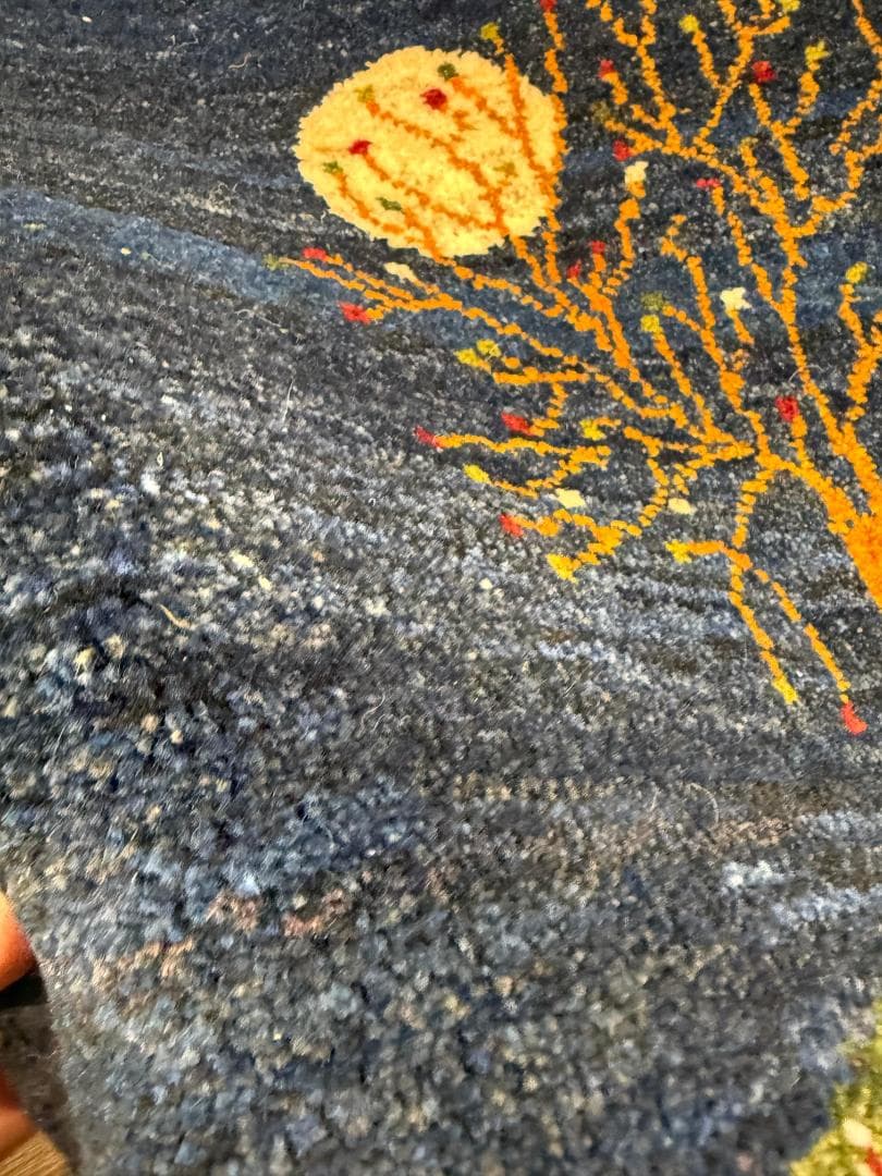 ギャッベ 82x51cm ペルシャ絨毯 手織り ギャベ 玄関マットラグ 絨毯