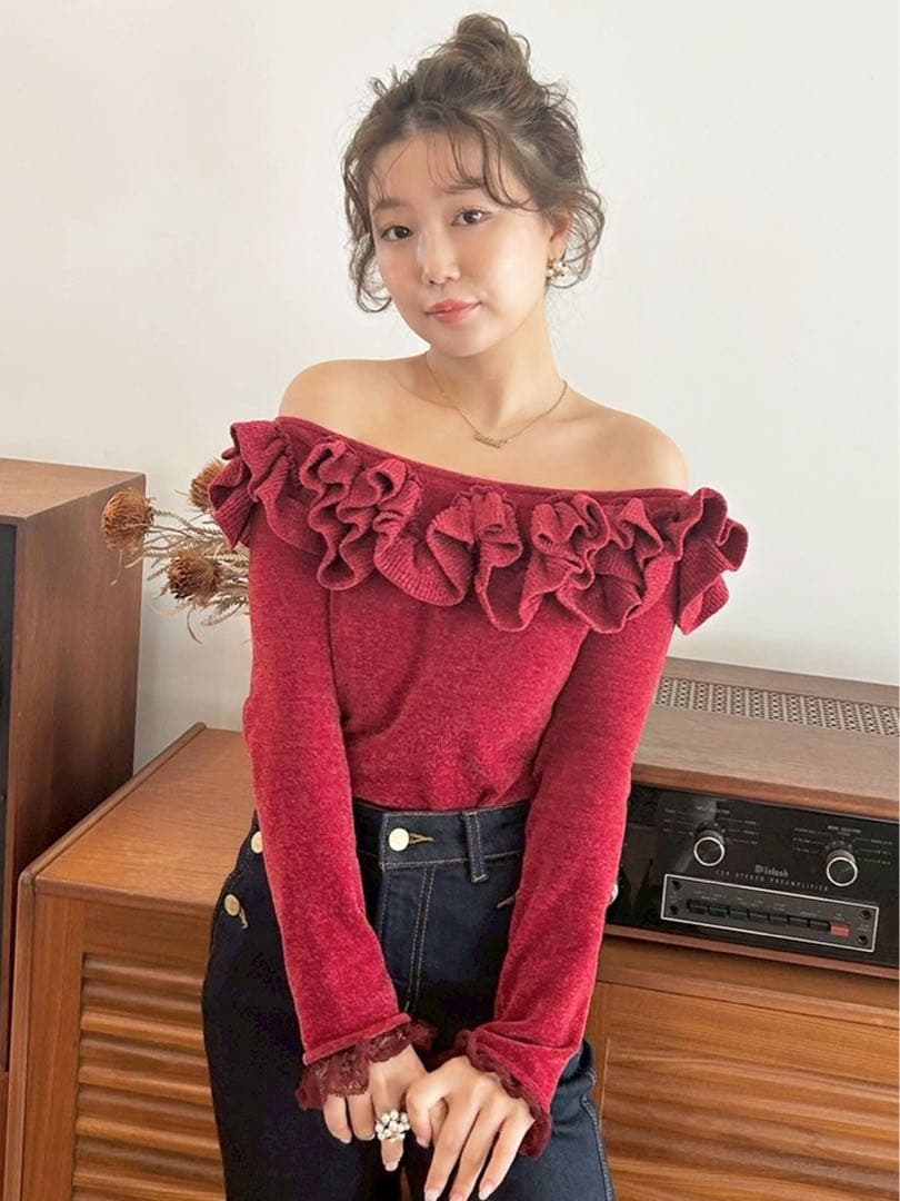 【LILYBRWON】モールフリルニットトップス