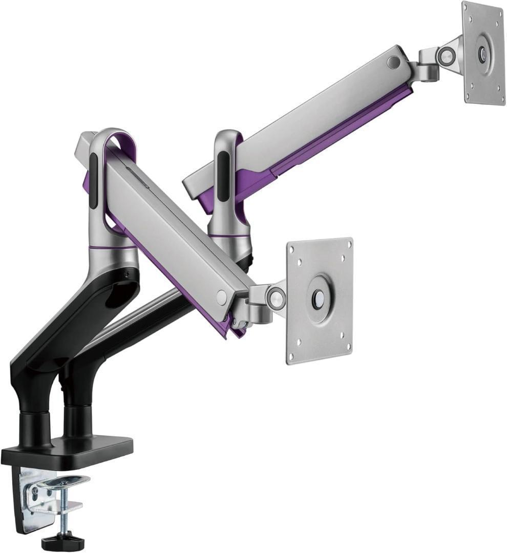 モニターアーム 2画面 デュアル グロスグレー プレミアム アルミニウム