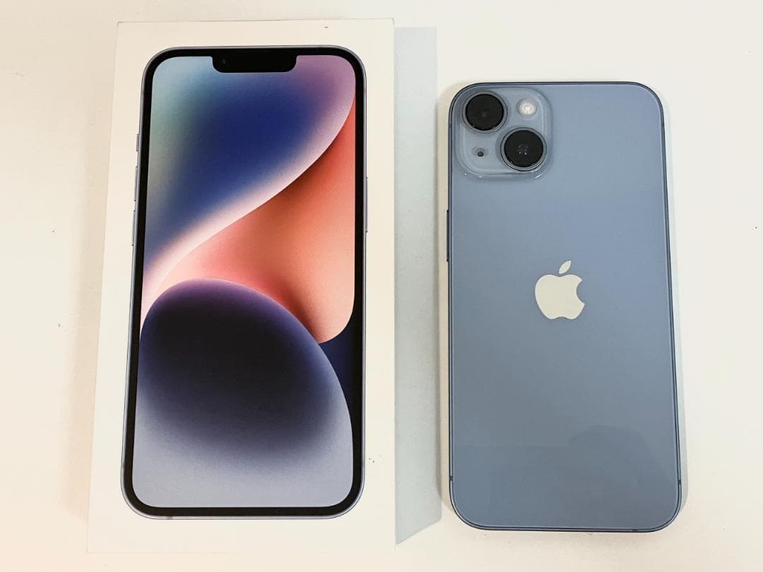 【10%値引】iPhone14 ブルー SIMフリー 箱&ケーブル付。即発送OK