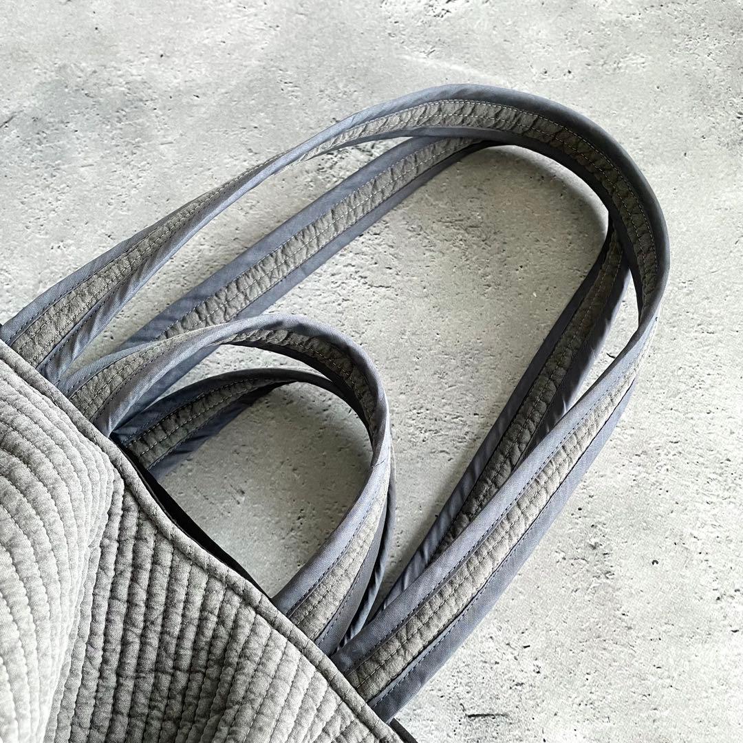 フリル付きヌビトートバッグ　2way ヌビバッグ　グレー　ハンドメイド