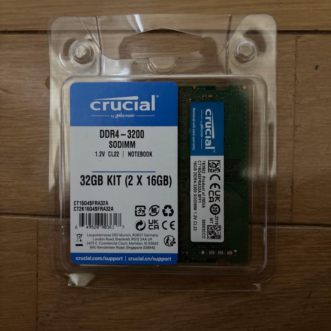メモリー Crucial DDR4-3200 16GB SDIMM 1.2V CL22