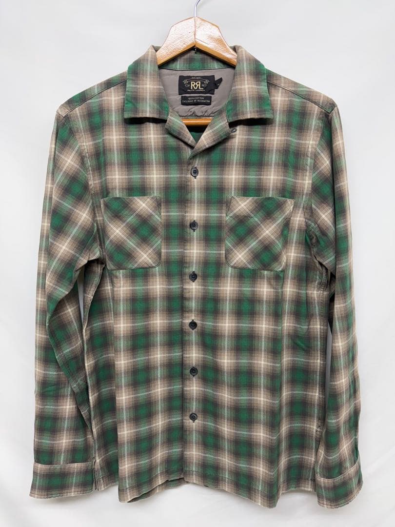 RRL（ダブルアールエル）オンブレチェック オープンカラーシャツ