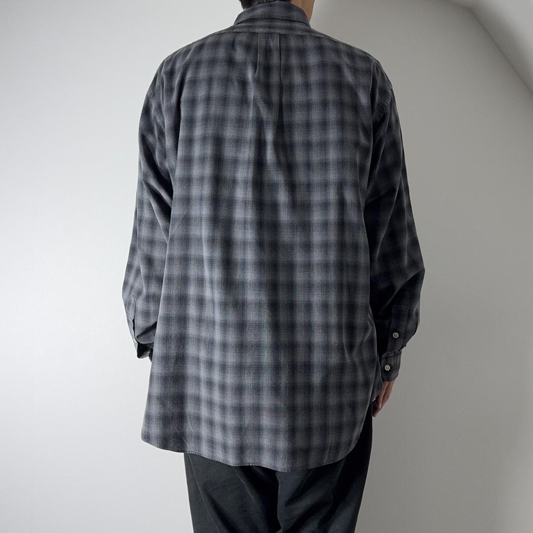90sRalphLaurenオンブレブラック シルクコットンシャツBLAKE古着