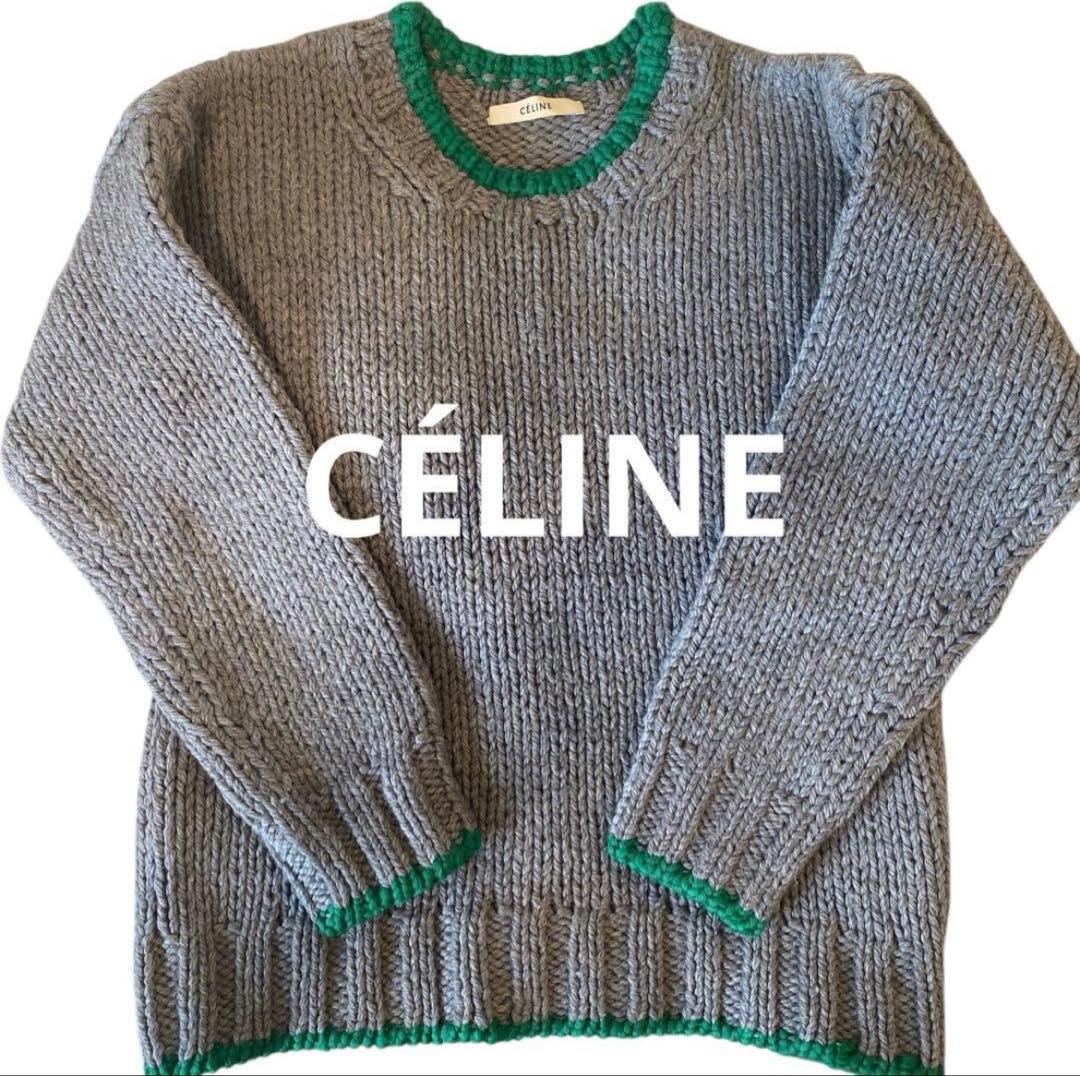 【中古美品】CELINE ニット セーター フィービー期 グレー/グリーン