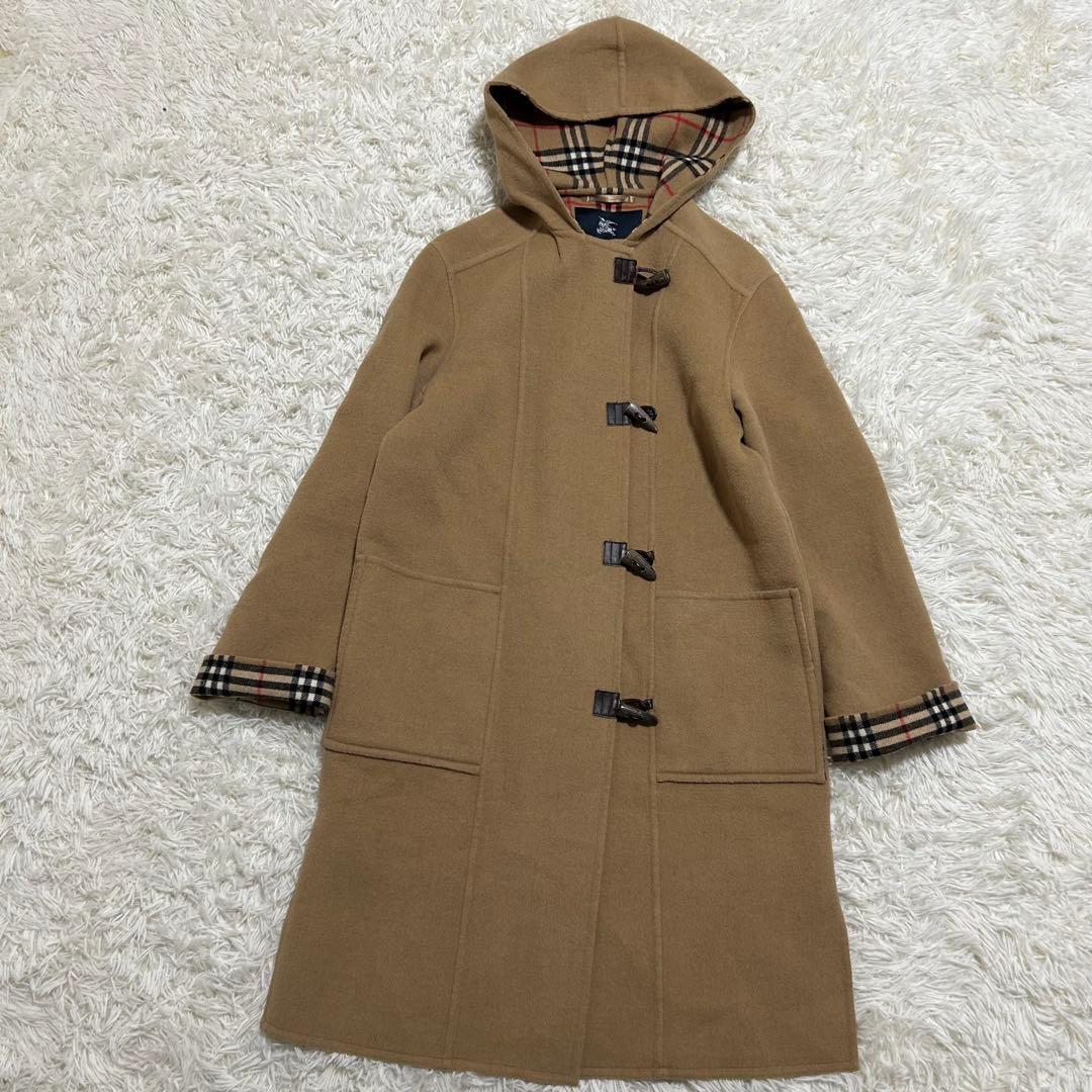 バーバリー 40 L カシミヤ混 ノバチェック ダブルフェイス ダッフルコート