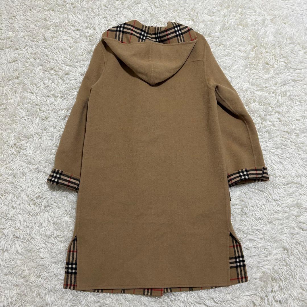 バーバリー 40 L カシミヤ混 ノバチェック ダブルフェイス ダッフルコート