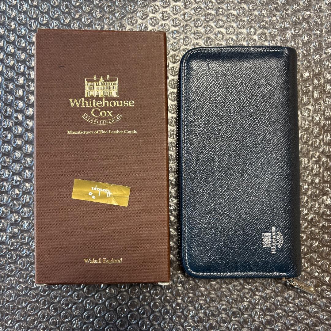 【美品】Whitehouse Cox 長財布 ブライドルレザー ネイビー×赤