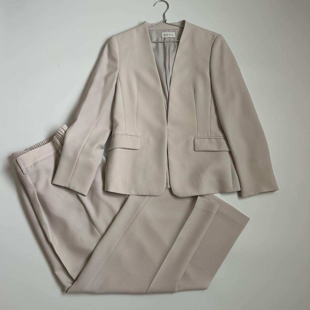 美品♡PLST プラステ　ノーカラー　ワイドパンツスーツ　セレモニー　L　手洗可