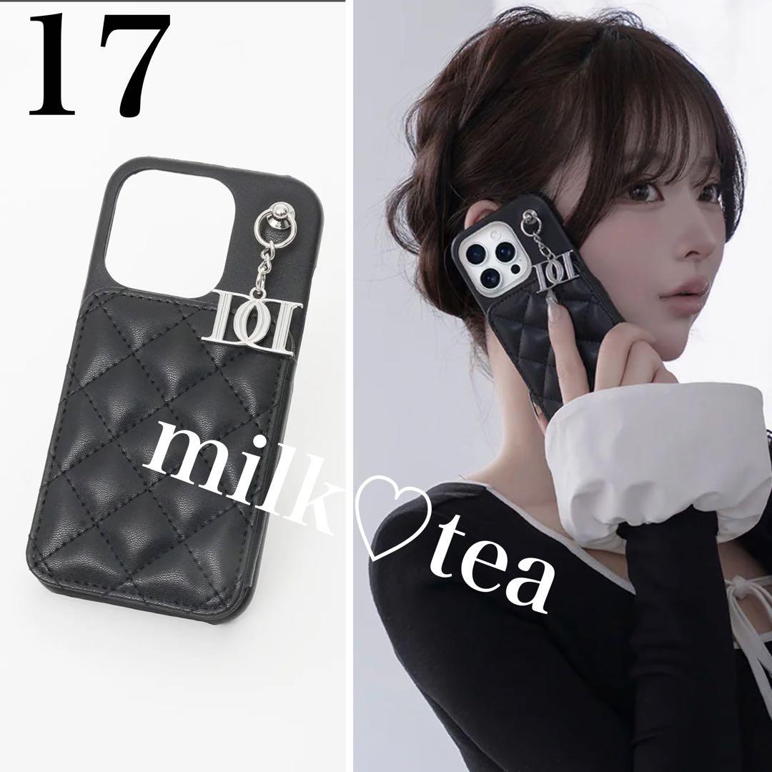 キルティングミラーDDチャームiPhoneケース iPhone17 17 黒