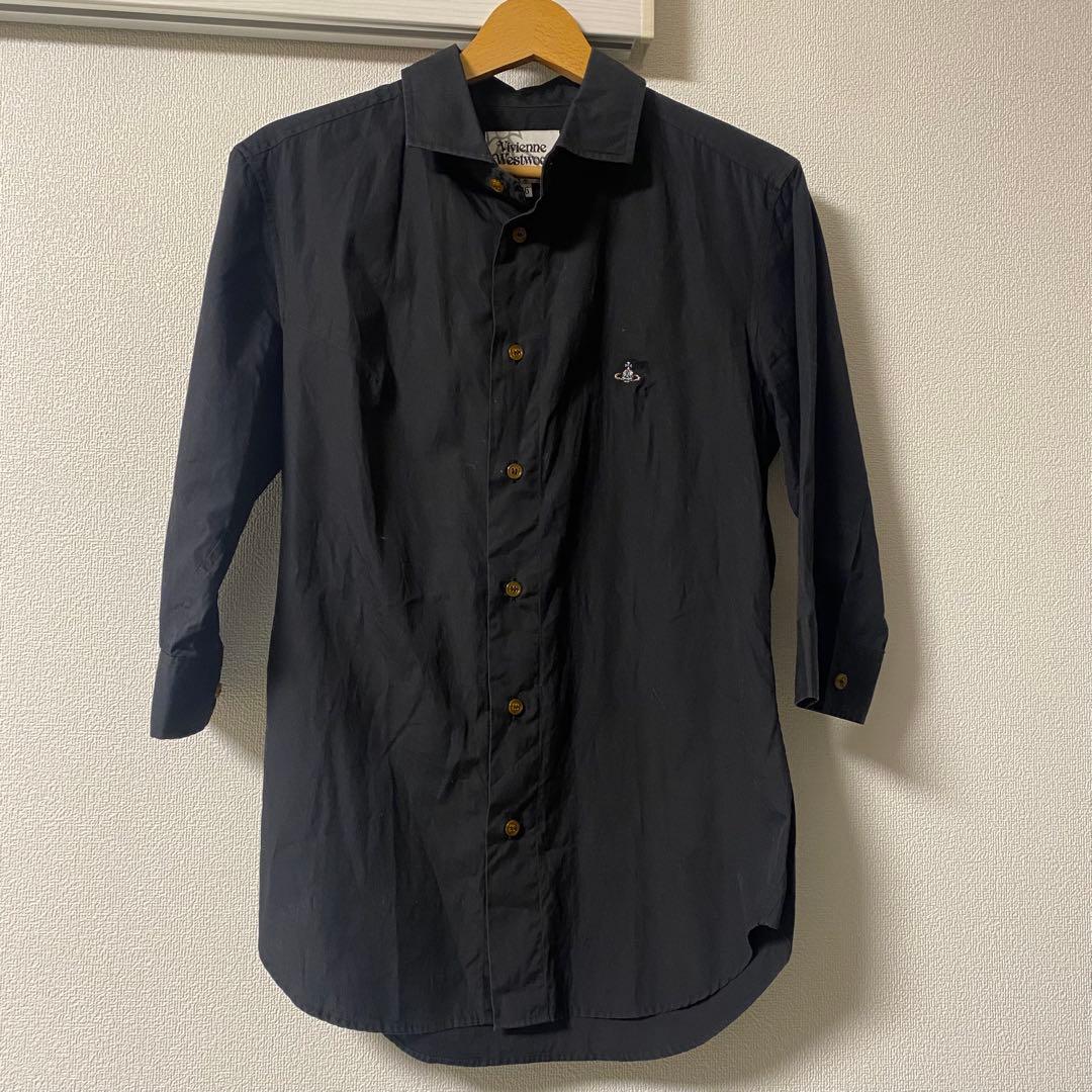 Vivienne Westwood オーブ刺繍　ブラック長袖シャツ 46 5分丈