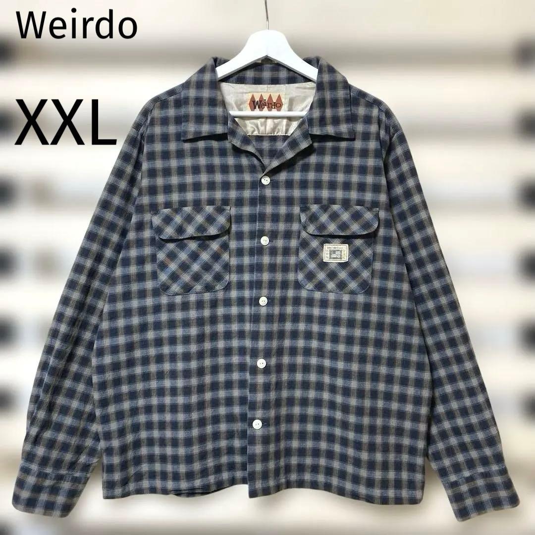 Weirdo ウィアード チェック柄オープンカラー長袖シャツ XXL