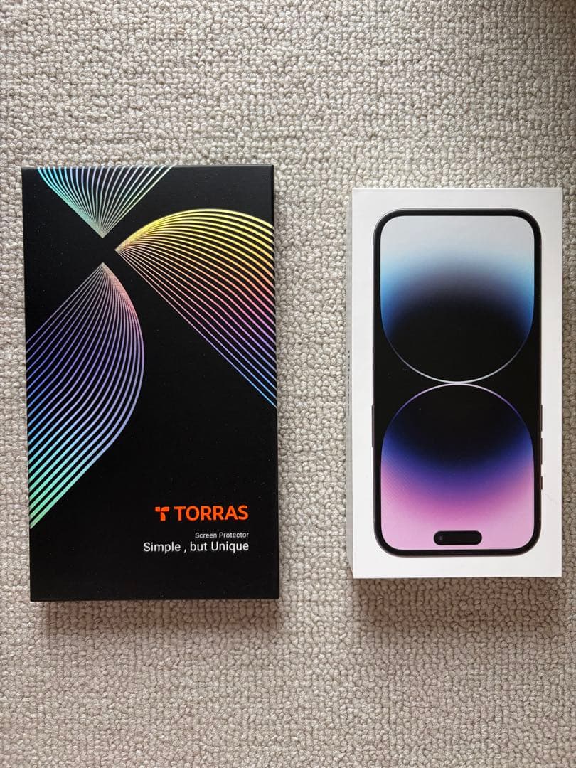 【美品】保護フィルムおまけ付き iPhone 14 Proディープパープル箱あり