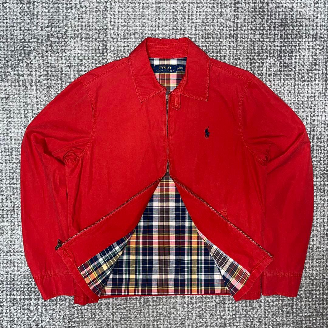 希少 赤 Polo Ralph Lauren スイングトップ 裏地 チェック