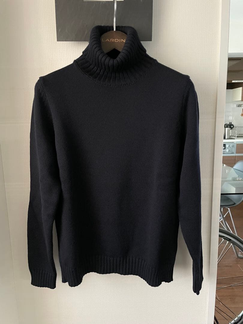 【美品】ZANONE ザノーネ 5ゲージ タートルネックニット ネイビー 48