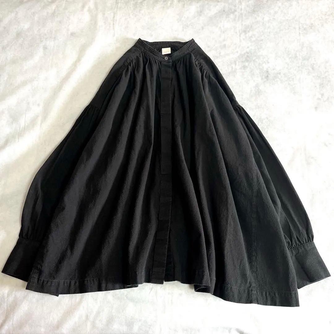 かぐれ コットンギャザースタンドカラーブラウス sizeフリー 黒