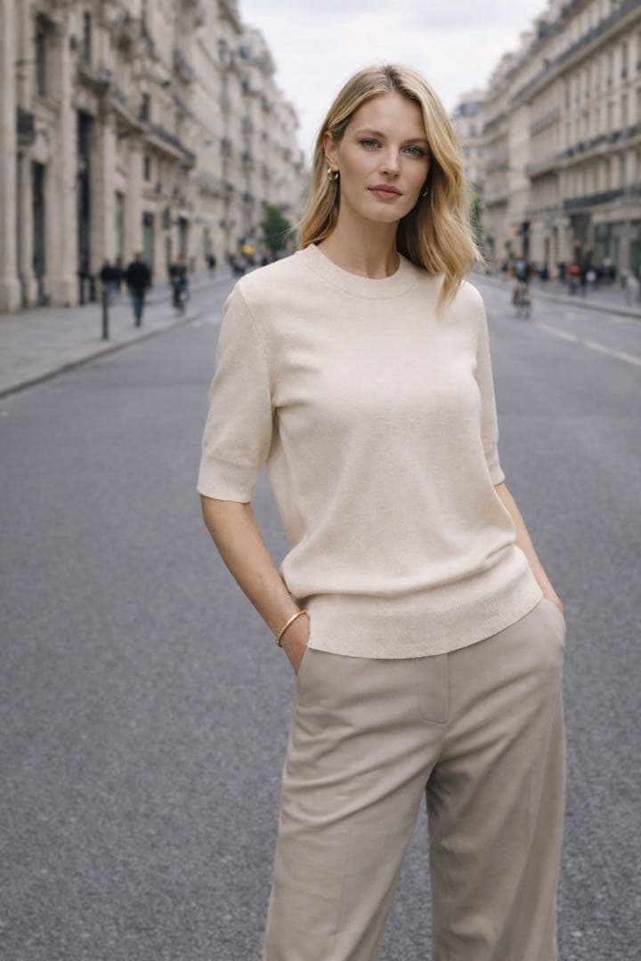 【極美品】エルメス 極上カシミヤ100％ アイボリー ニット 洗練デザイン 40