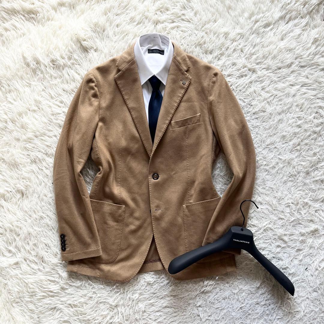 <美品>TAGLIATORE×ブリッラ カシミヤ100% キャメルジャケット48