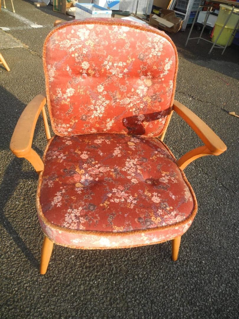 こ*う様 C15３）キツツキマークの飛騨産業　アームチェア／旧ロゴ　ヴィンテージ