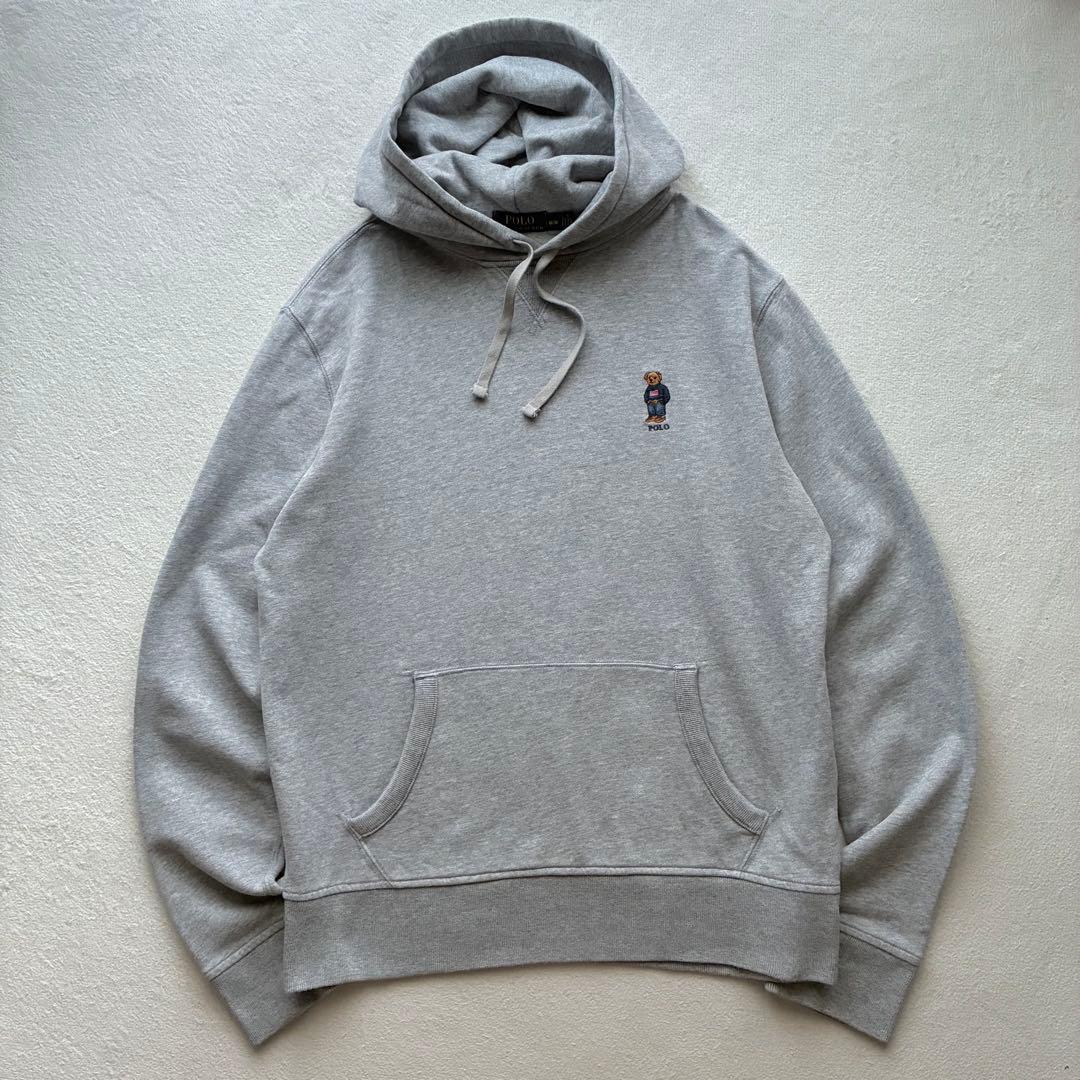 ポロラルフローレン ポロベア刺繍 プルオーバースウェットパーカー グレー M