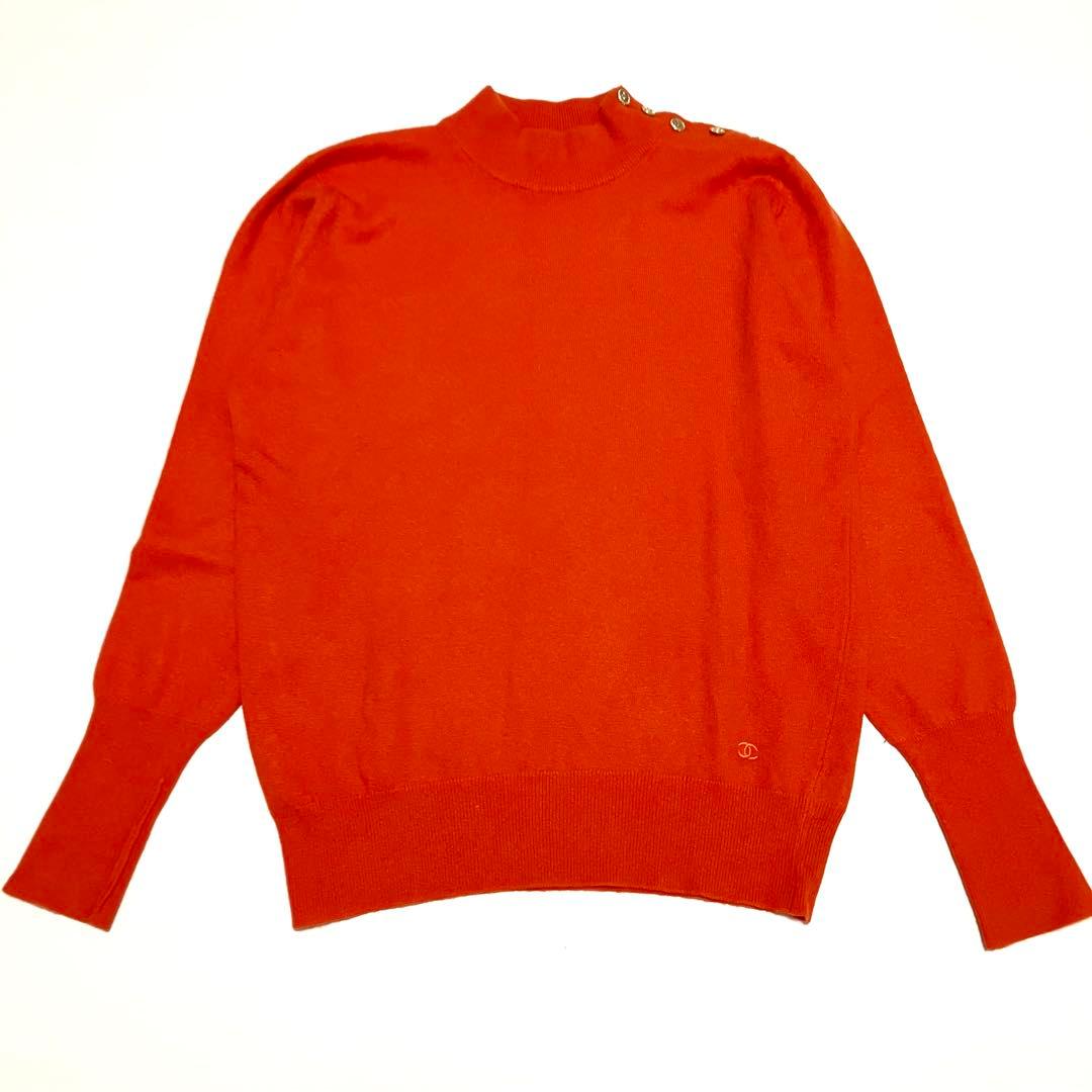 【極美品】CHANEL セーター　カシミヤ　ココマーク　カメリア　金ボタン