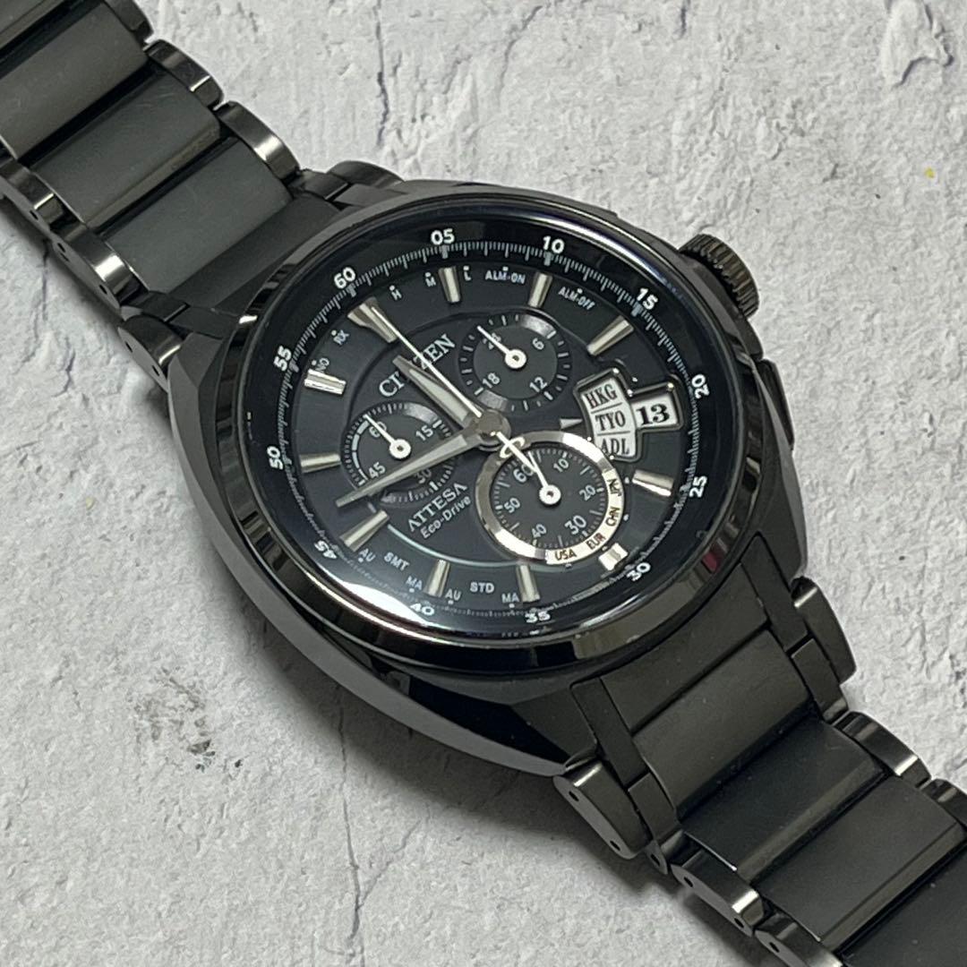 CITIZEN ATTESA エコドライブ ブラック腕時計　美品