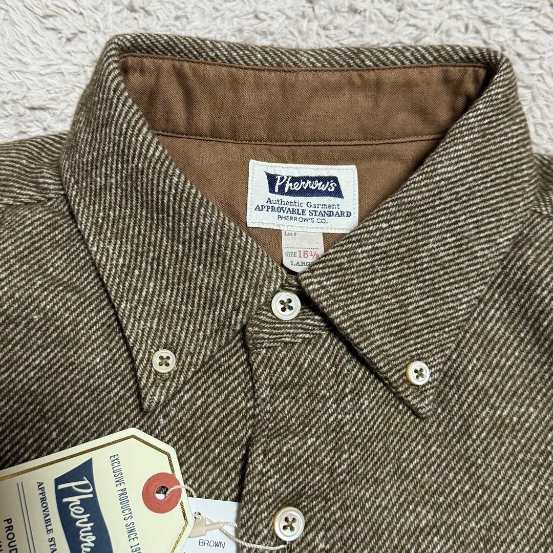 新品未使用　Pherrow's ボタンダウン　ネルシャツ　マチ付き　L 日本製