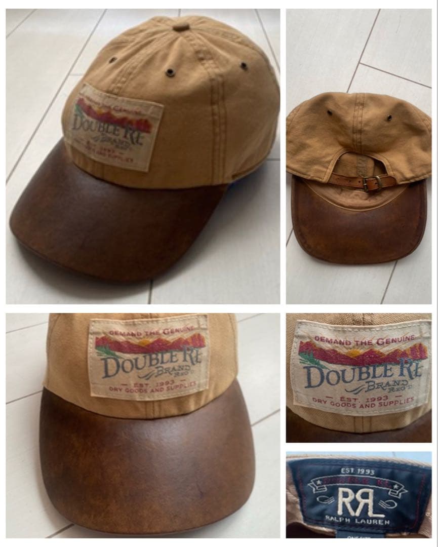 美品 00s RRL 革 レザー キャンバス ダック地 cap キャップ 帽子