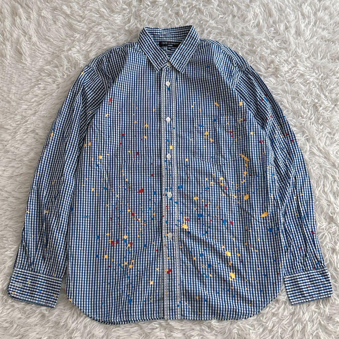希少品✨ コムデギャルソンオム ペンキ加工 ギンガムチェックロングスリーブシャツ