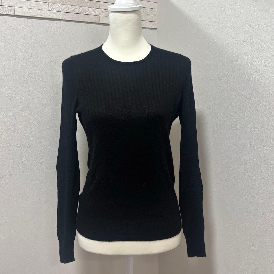 【美品】ドゥロワー 18G カシミヤシルクリブクルーネックニット 2