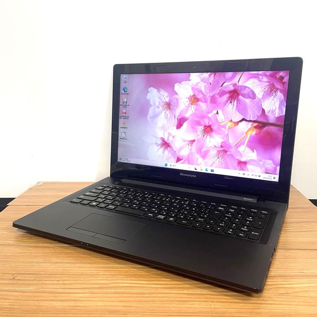 レノボ　ブラックノートパソコンWindows11 SSD オフィスDVDカメラ