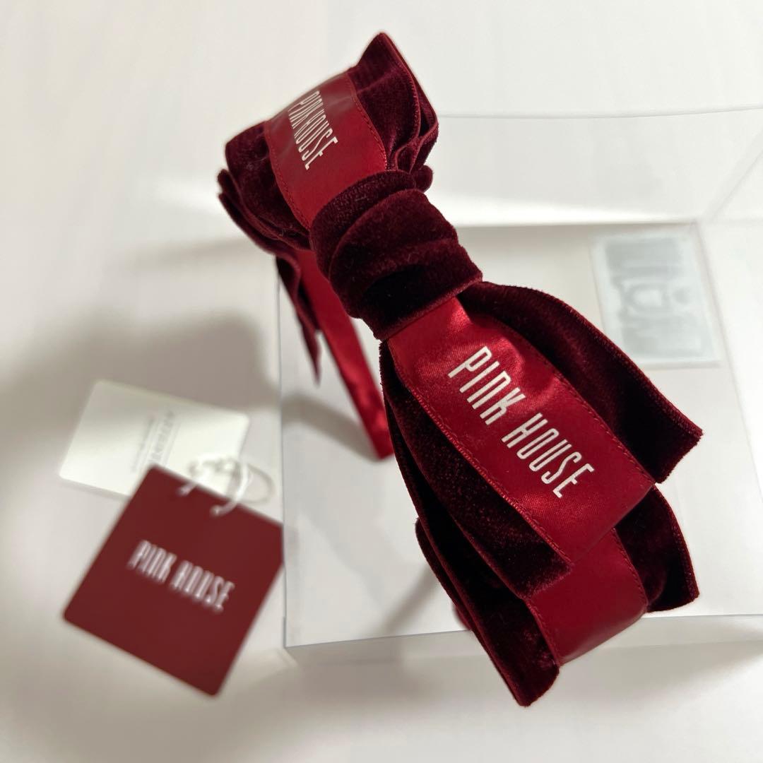 PINK HOUSEピンクハウス　リボンカチューシャ　赤色　ベルベット　新品