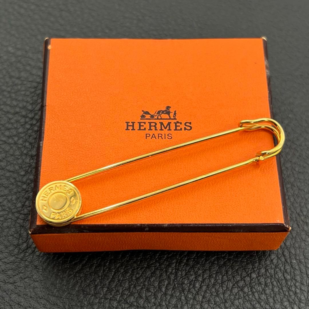 箱付 HERMES エルメス セリエ 安全ピン ピンブローチ ゴールド