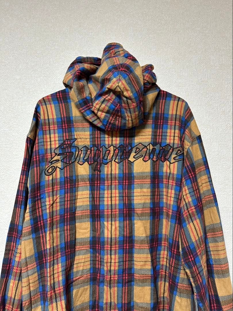 Supreme チェックフーディシャツM