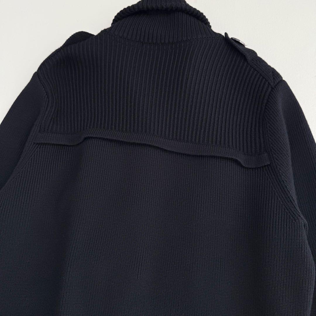 バーバリーロンドン✨大きめ✨ダッフルロングカーディガン（XL）ブラック　ジッパー