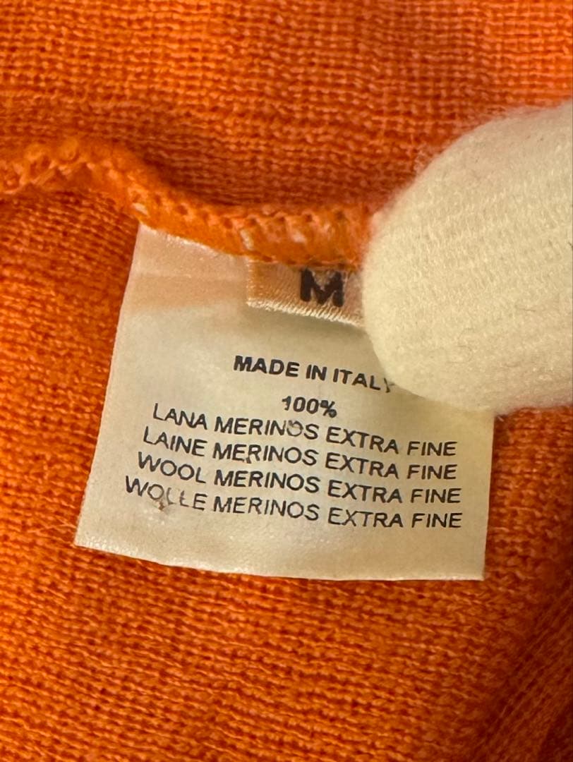 HERMES Hロゴ ニット Mサイズ メリノウール オレンジ イタリア製