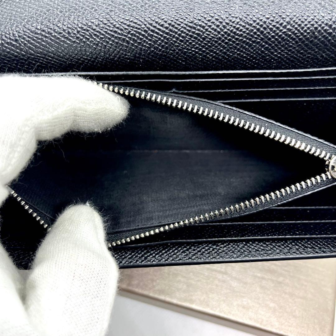 極美品/箱付き✨ブルガリ ロゴクリップ 二つ折り 長財布 サークルロゴ ブラック