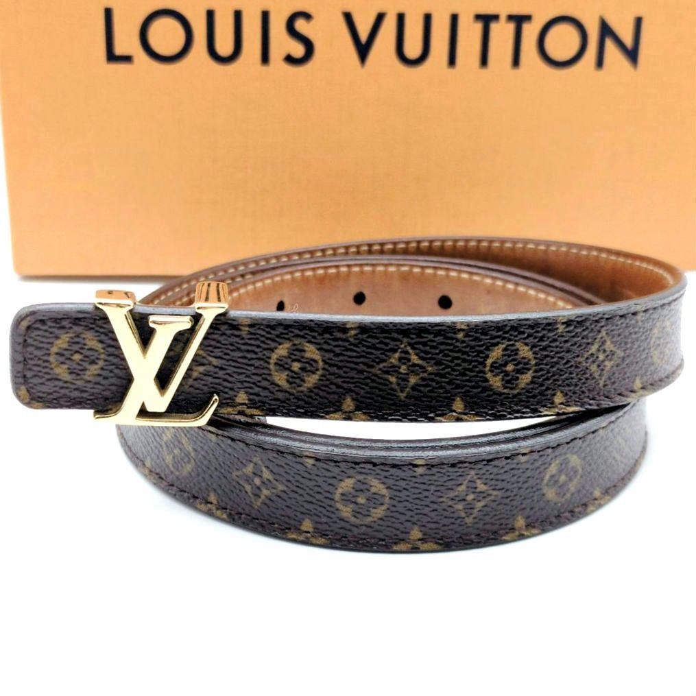 美品✨ルイヴィトン ベルト サンチュール LVイニシャル ゴールド金具 20mm