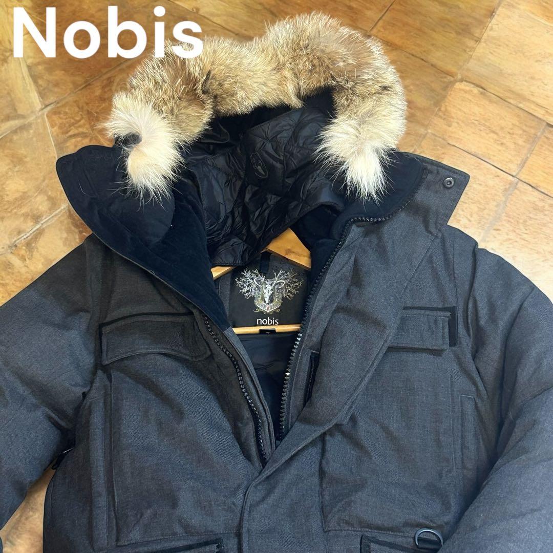 ポンちゃん 新品 ノビス コヨーテファー 肉厚ダウンコート　グレー XS