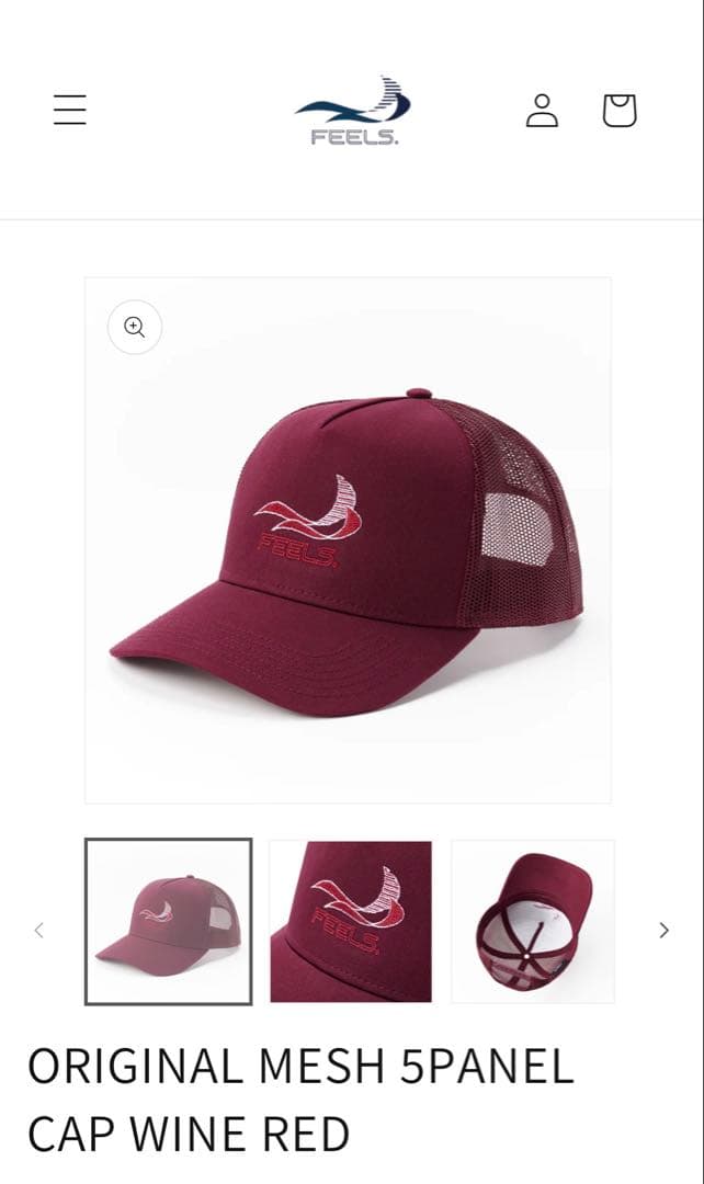 帽子 FEELS. ORIGINAL MESH 5PANEL CAP WINE RED