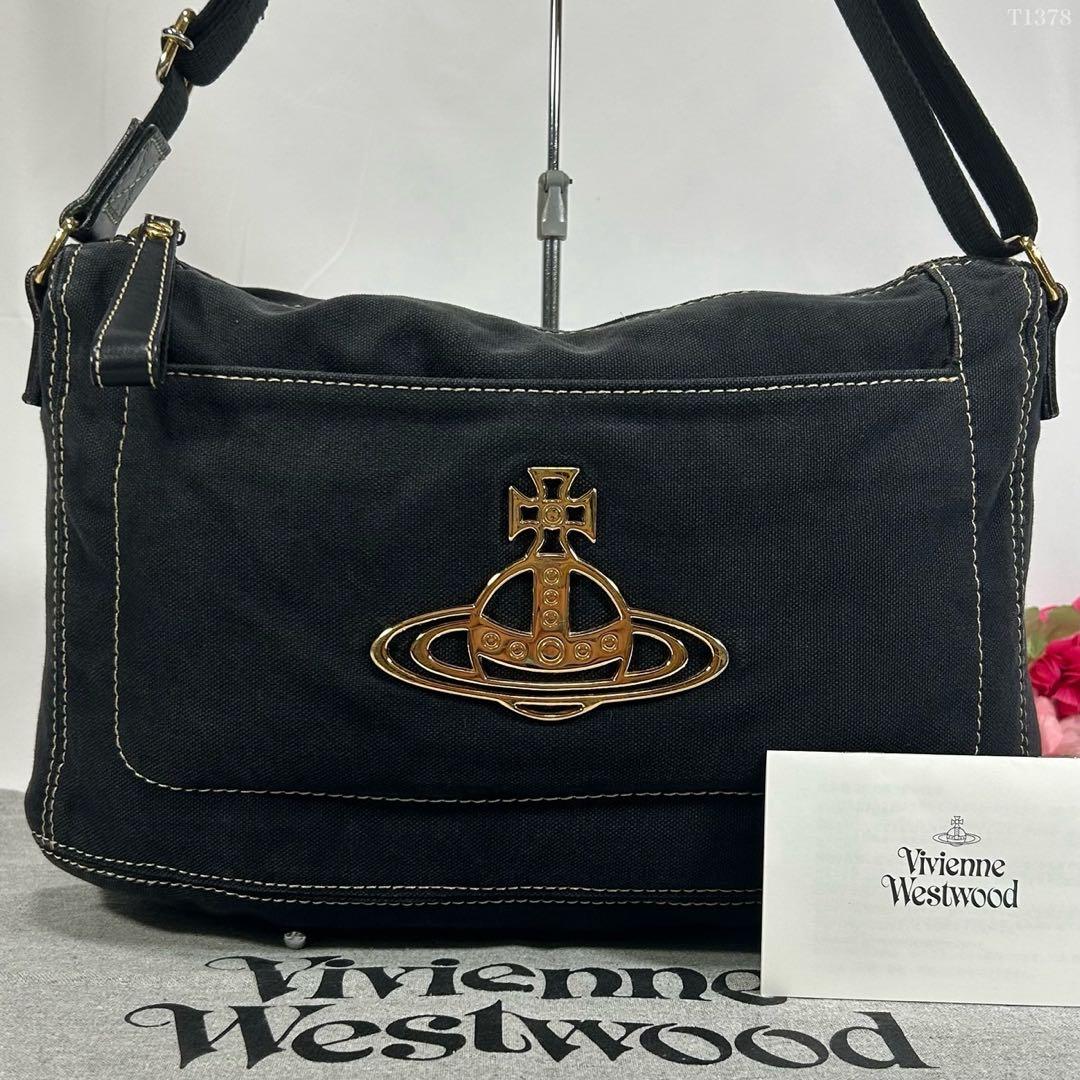 【極美品】ヴィヴィアンウエストウッド ショルダーバッグ キャンバス オーブ 黒