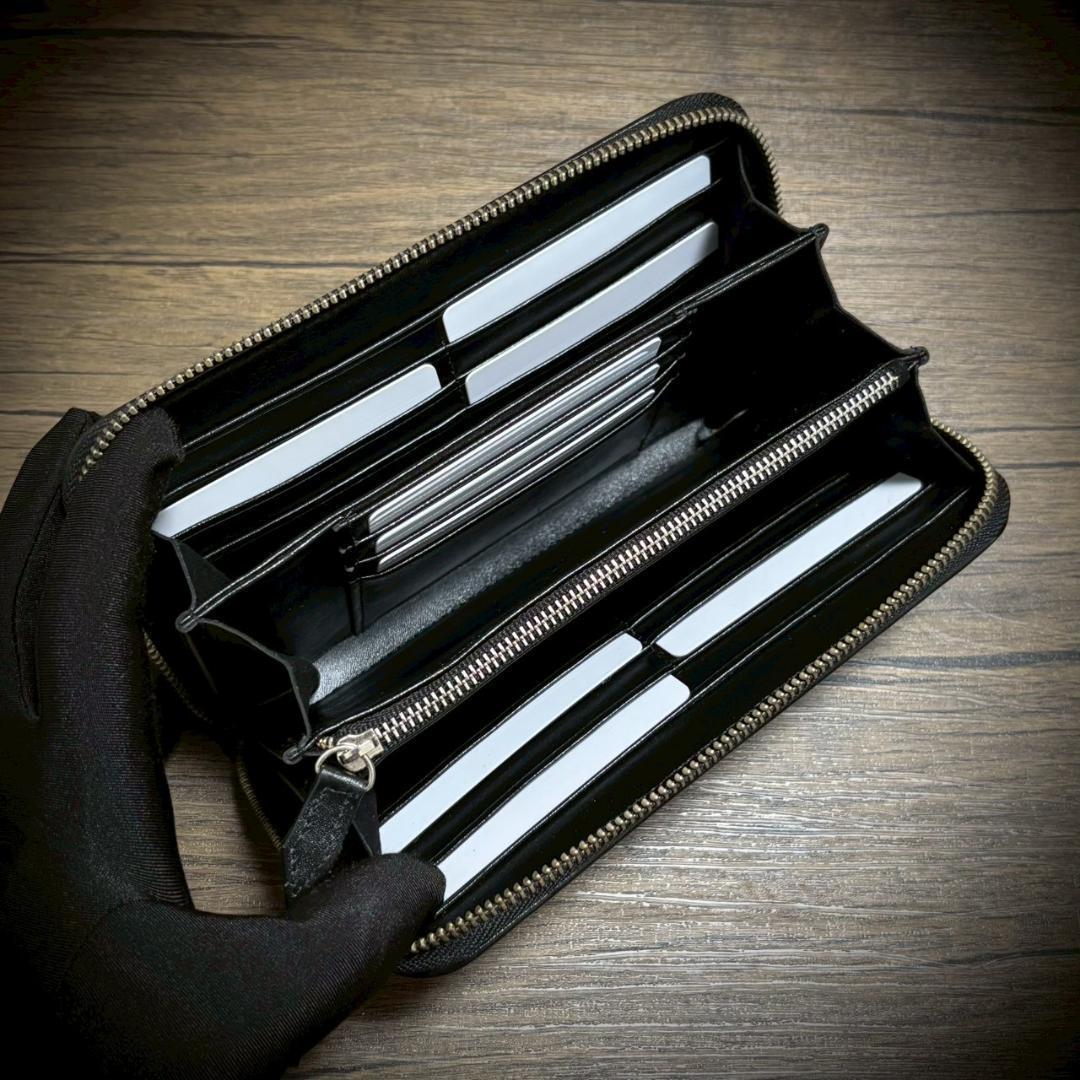 パイソン レザー 長財布 財布 蛇革 カード15枚 大容量 ブラック 黒