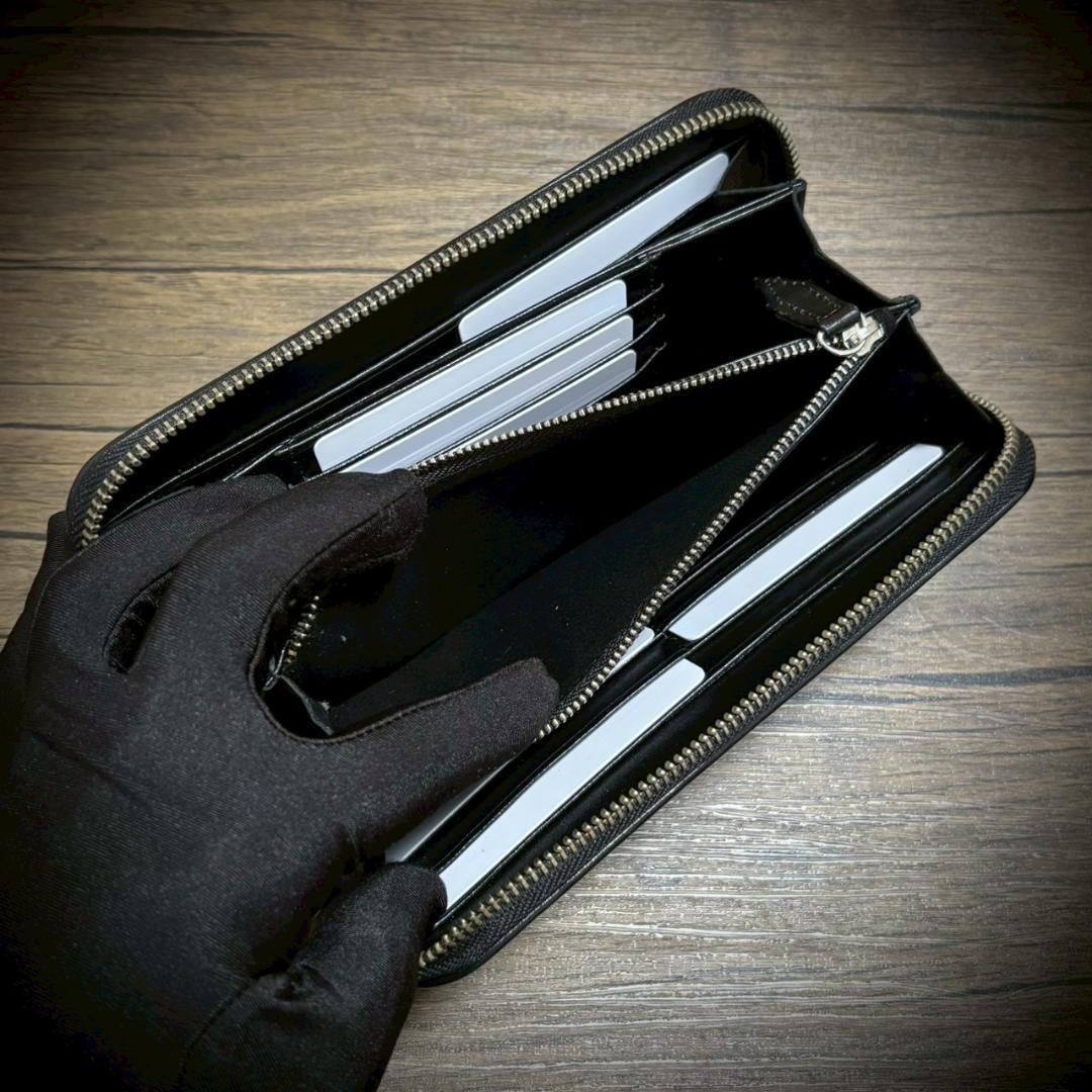 パイソン レザー 長財布 財布 蛇革 カード15枚 大容量 ブラック 黒